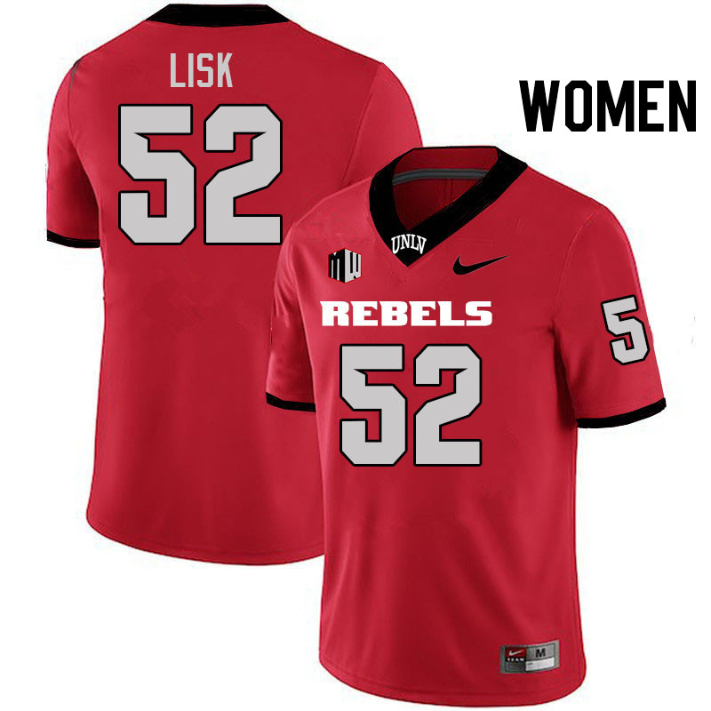 Women #52 Ben Lisk UNLV Rebels College Football Jerseys Stitched-Scarlet